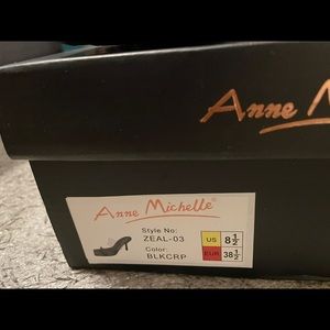 Black square toe heels with small stiletto